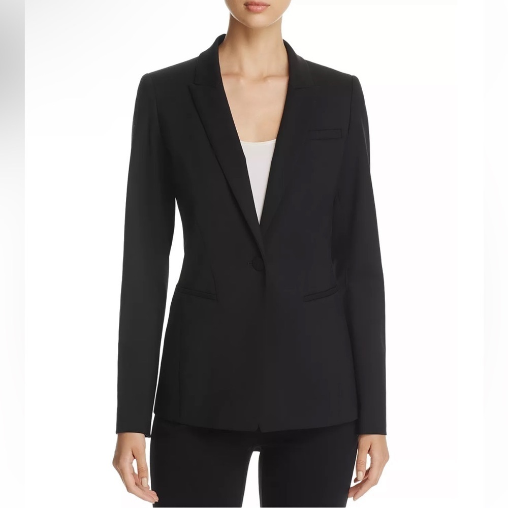 Lafayette 148 NY Academia Black Single Breasted Single Button Wool Blazer Size 2